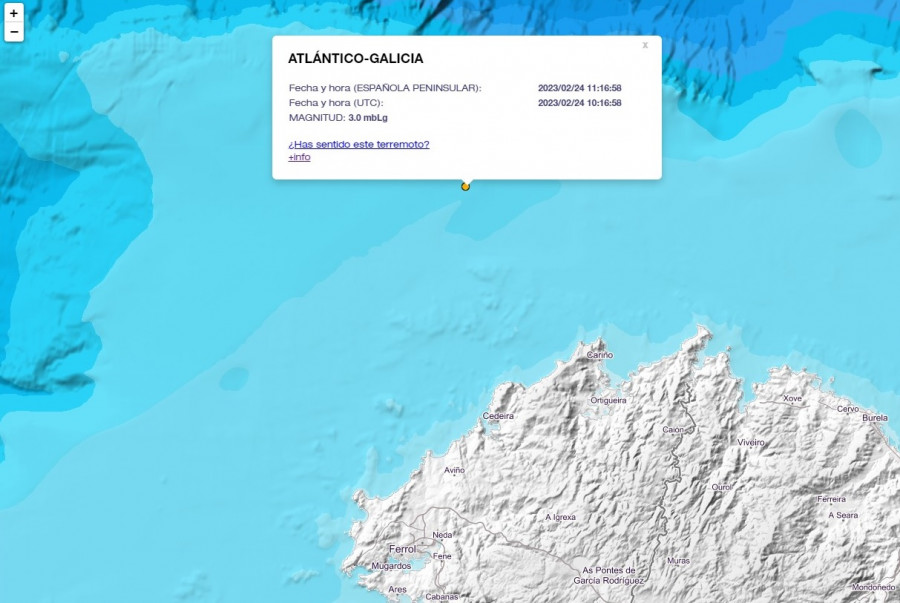 Registrado un terremoto de baja intensidad frente a la costa de Cedeira