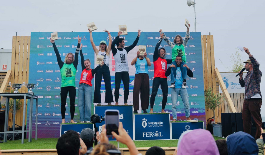 Dantas y Grospiron ganaron la prueba de longboard de la playa A Fragata