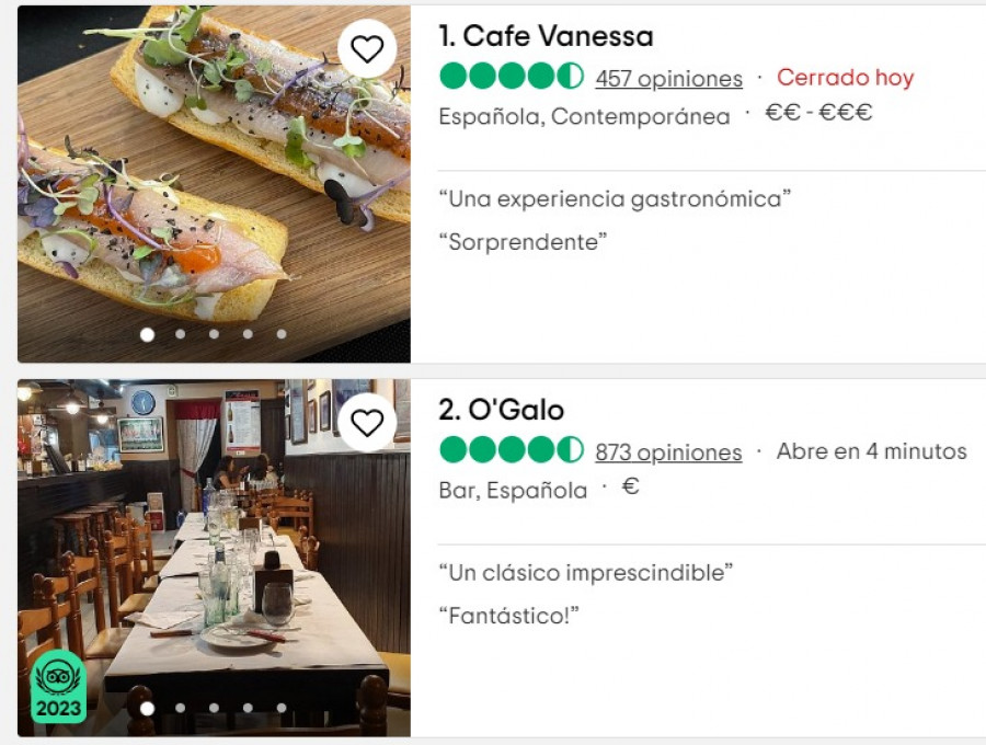 Los cinco restaurantes top de Ferrol según TripAdvisor