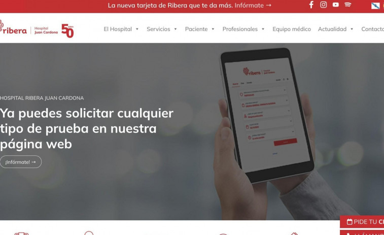 Nueva página web para acceder a los servicios del hospital Ribera Juan Cardona