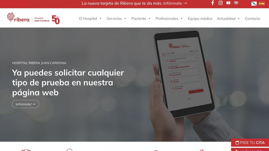 Nueva página web para acceder a los servicios del hospital Ribera Juan Cardona