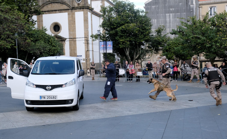 La unidad canina del Tercio Norte encandila a niños y mayores en la plaza de Amboage