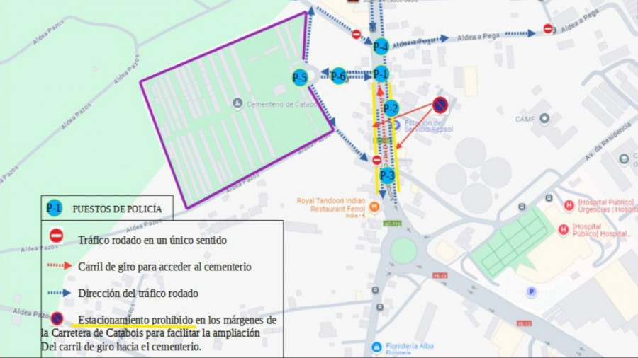 La masiva afluencia al cementerio de Catabois obliga a reorganizar el tráfico