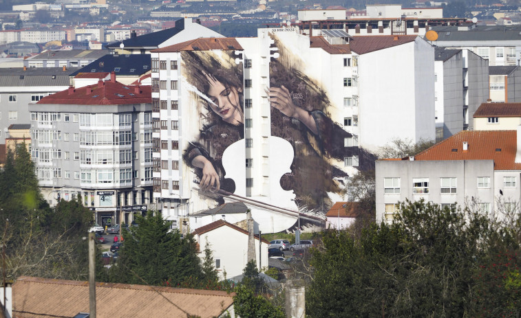 El mejor mural del mundo de la rúa da Fraga de Fene será la imagen de un sello