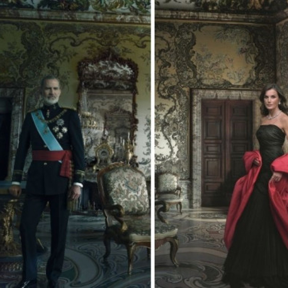 De negro y fucsia y con uniforme de gala, así son los retratos de Felipe y Letizia de Annie Leibovitz