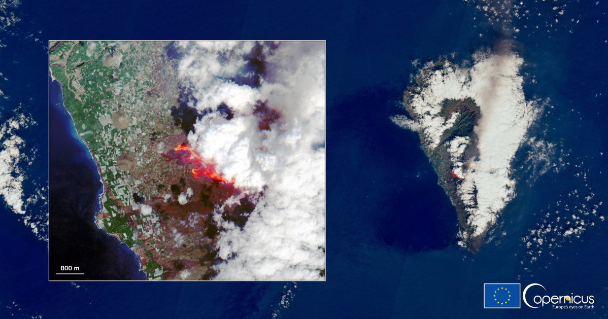 Imagen de copernicus del volcu00e1n de La Palma